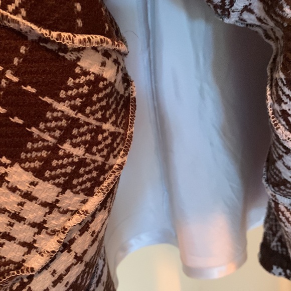 HELENA Tweed Plaid Flounce Girl Dress Short Sleeve Lined Crewneck Brown Gray 16 - Picture 5 of 9